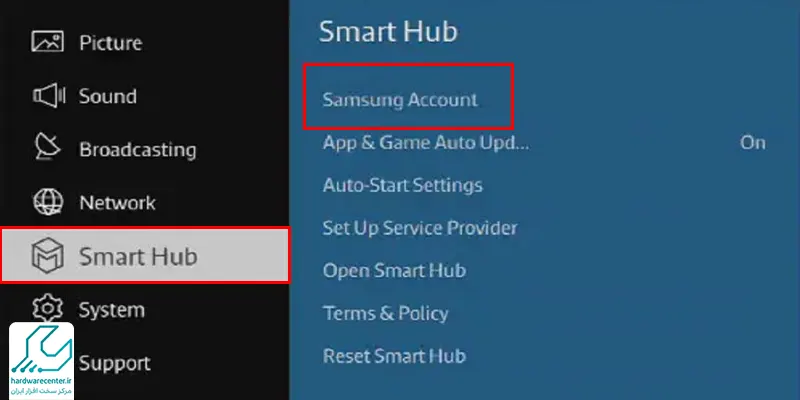 ساخت samsung account تلویزیون